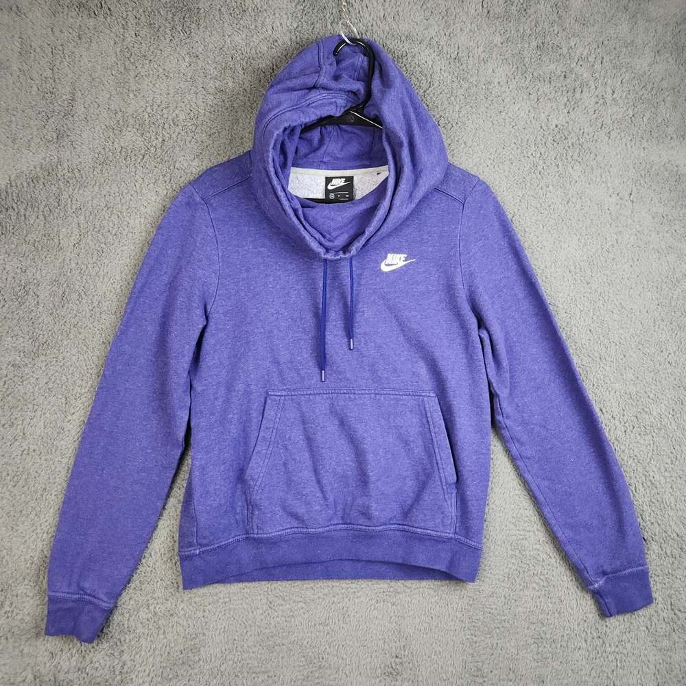 Nike Sportswear Embroidered Fleece Hoodie Sweatshirt Womens Small Funnel Neck
